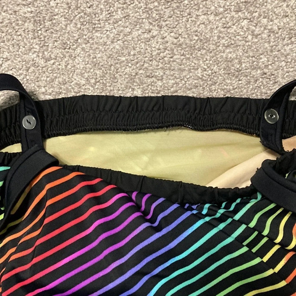 Vintage Ceeb gold label blouson one piece swimsuit rainbow stripe - Picture 12 of 16